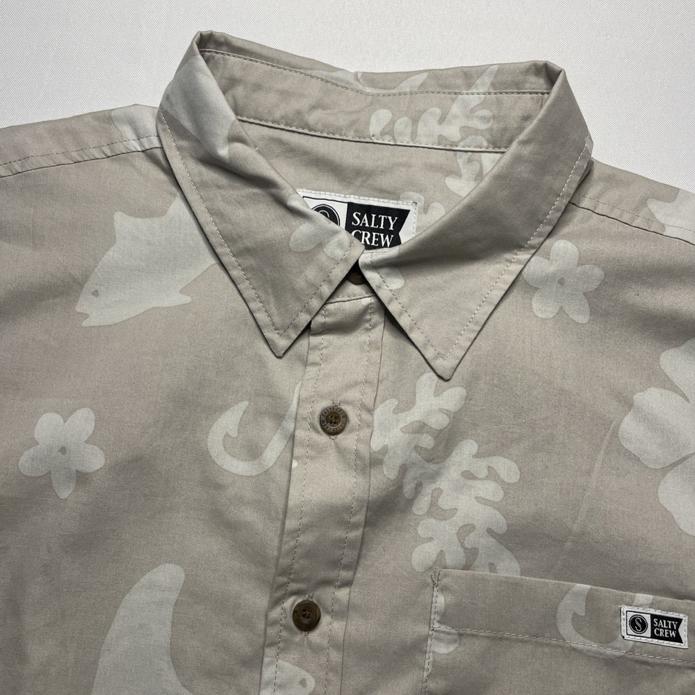 Salty Crew Men's Bluewater S/S Woven Button Up Shirt Tan Size S $65‎ NWT